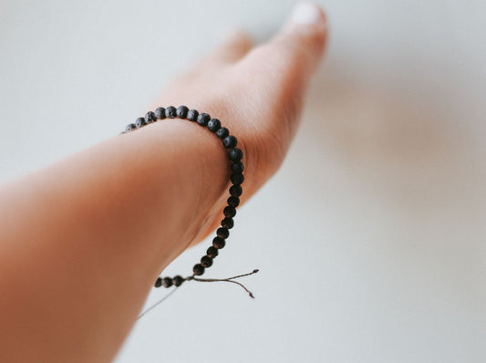 Adjustable 4mm Minimalist Lava Stone Bracelet