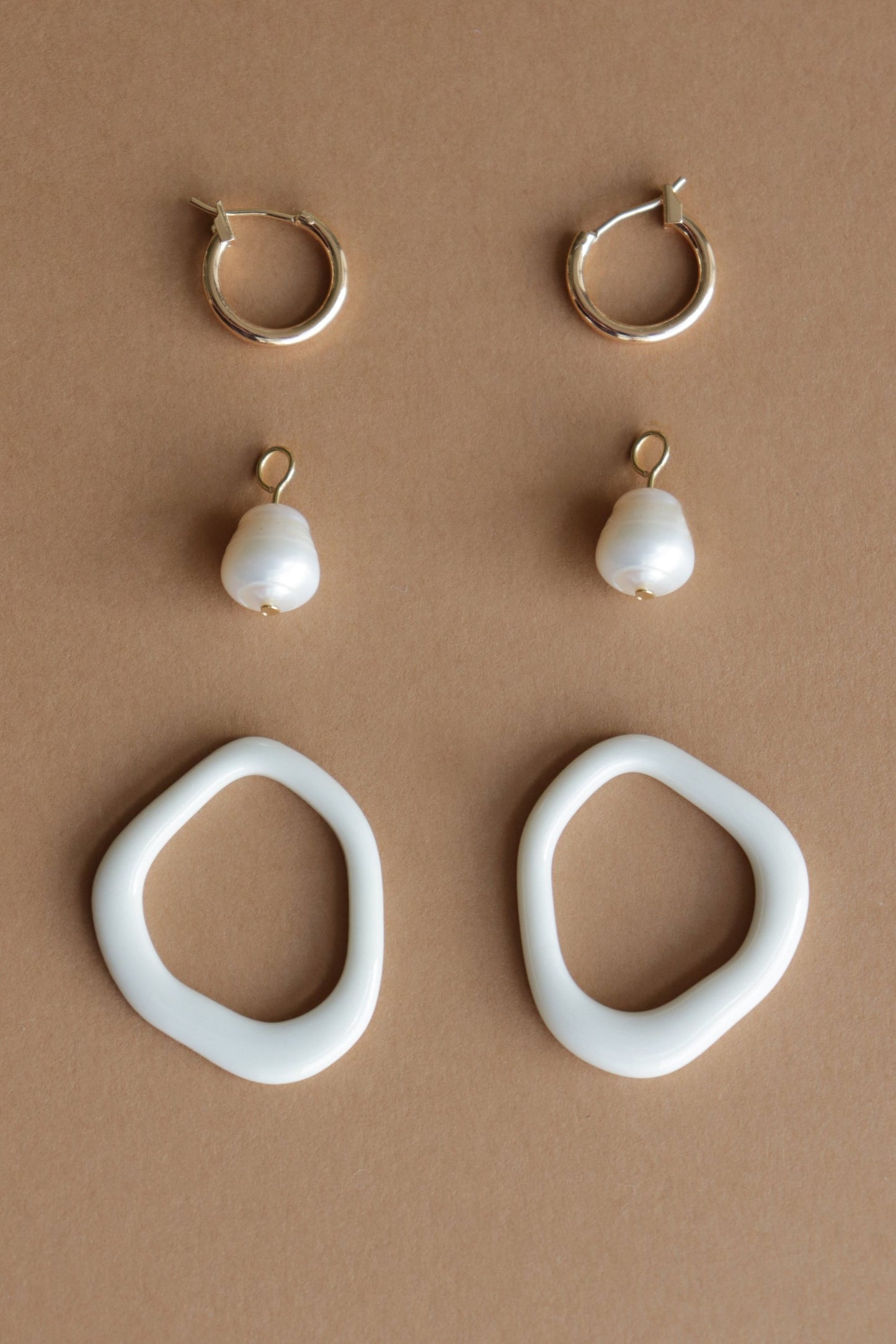 Arp Pearl and Porcelain Hoops - Black