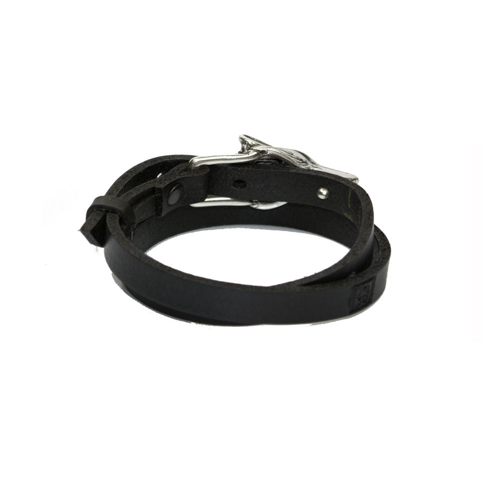 Wolf Leather Bracelet - Silver Matte