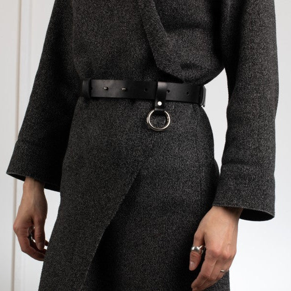 Black Leather Unisex Belt Oslo