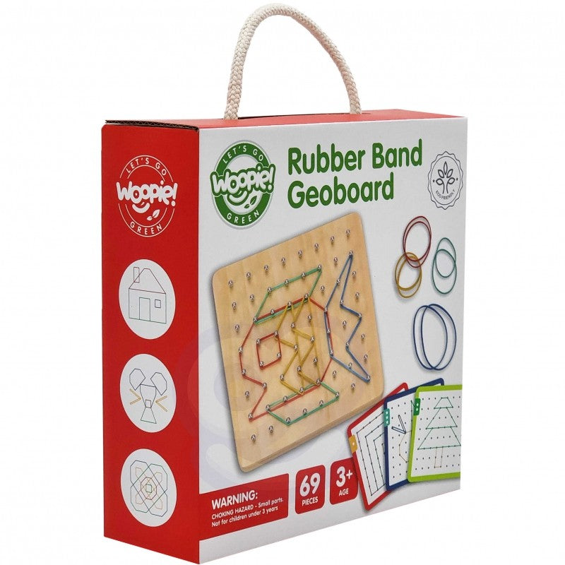 Geoplan on Rubber Bands Wooden Puzzle, 69 pcs