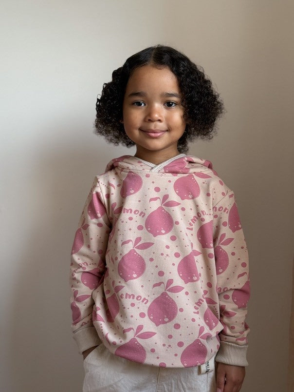 Kids Hoodie with Ears - Beige Lemons