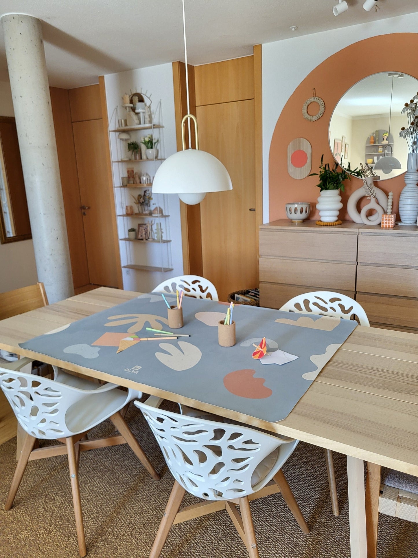 Kids Mealtime Floor Mat, Non-Slip & Waterproof - Organic Sea