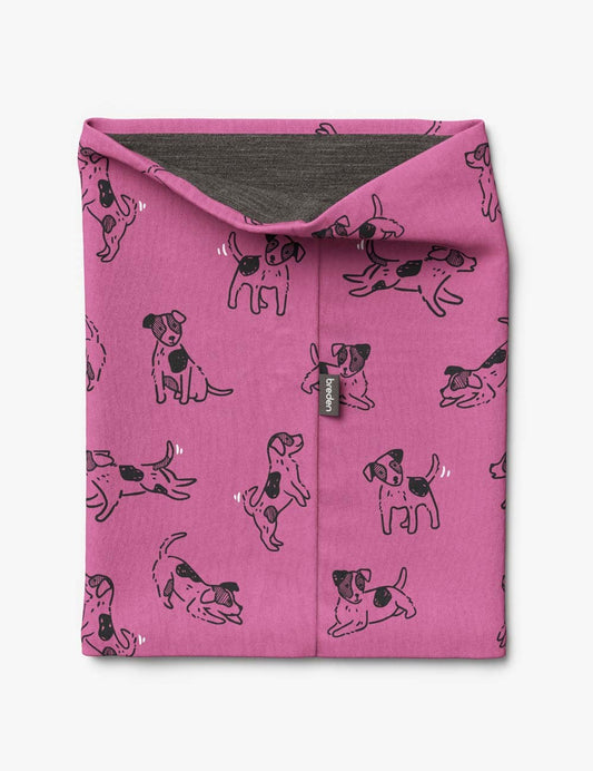 Kids Merino Neck Tube MOKKA - Pink Dogs