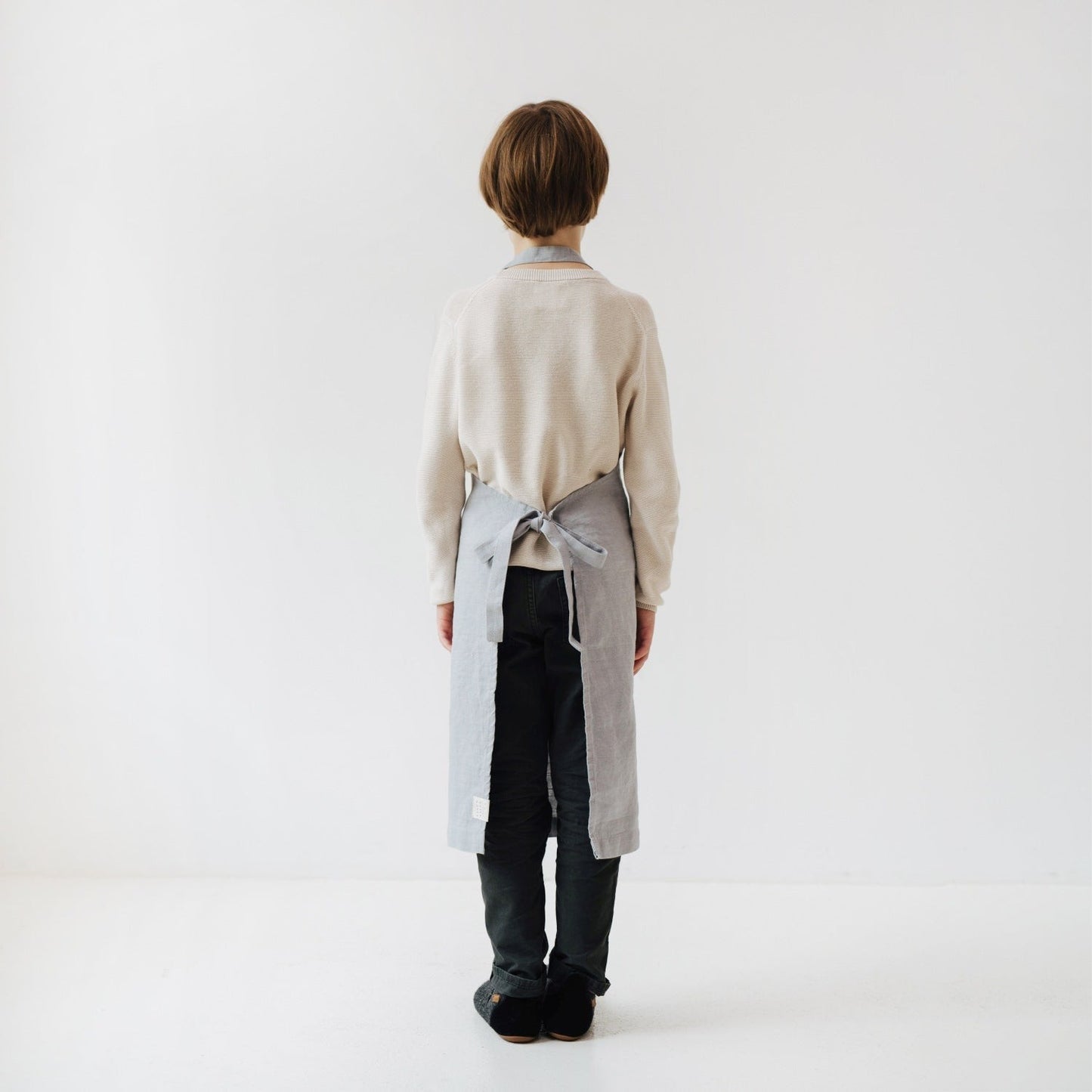 Linen Daily Apron for Kids - Light Grey