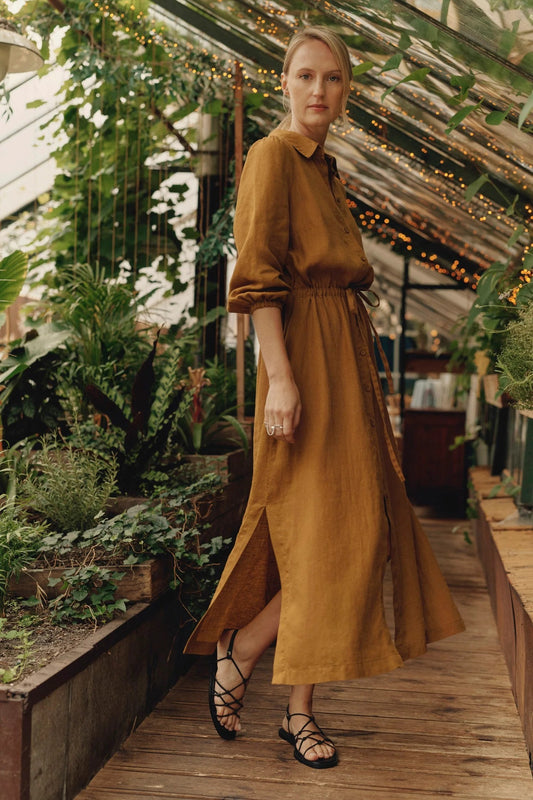 Linen Rhapsody Dress - Bronze