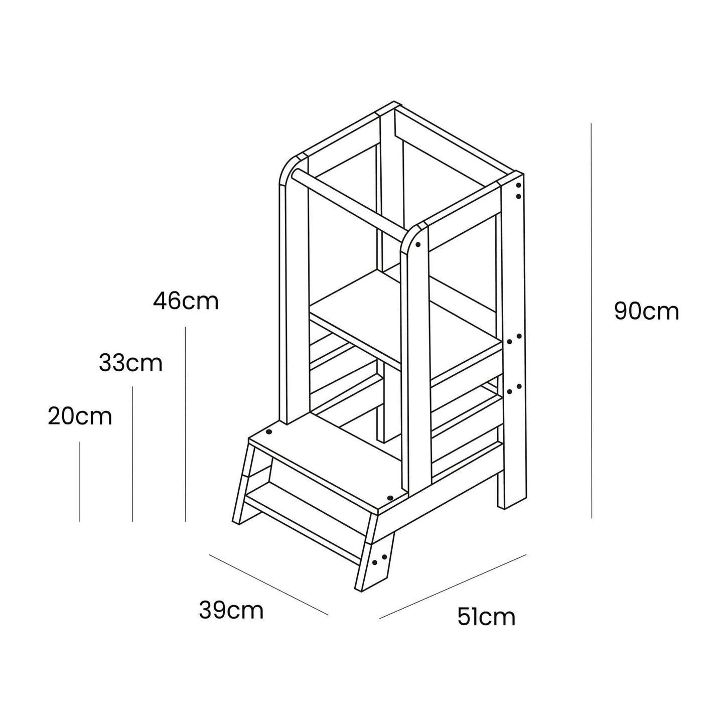 MeowBaby Wooden Kitchen Helper for Children - Blue