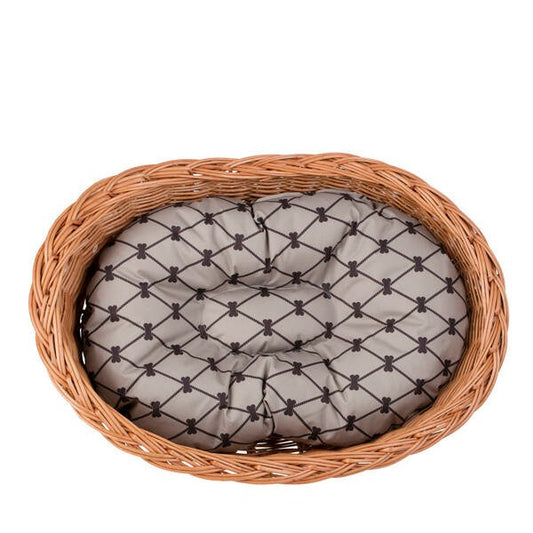 Natural Wicker Dog Bed Poppy With Cushion, 75x57 cm