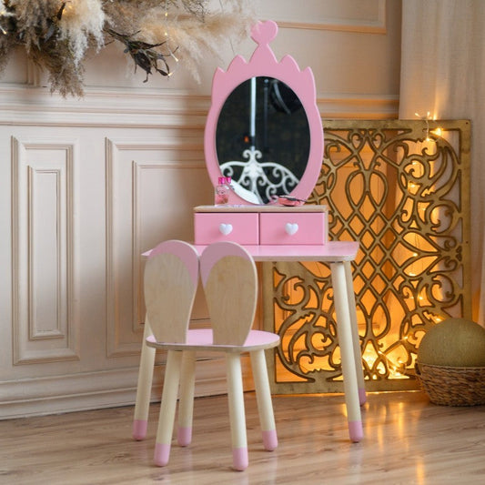 Princess Beauty Table and Chair with Mirror - Crown