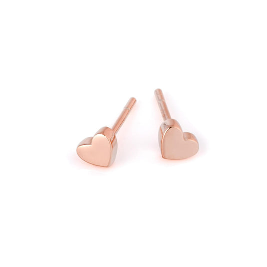 Shiny Heart Earrings - Rose Gold and Silver