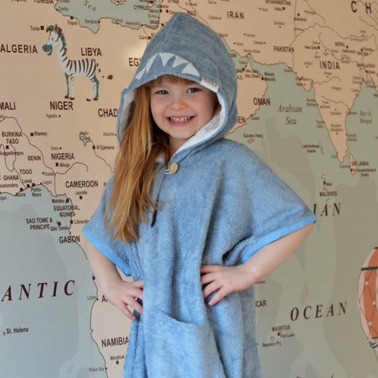 Short-Sleeve Poncho SHARK - For KIDS (Size 122-150)
