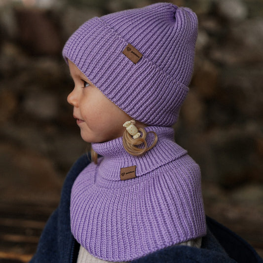 Winter Merino Wool Hat for Kids - Lavender