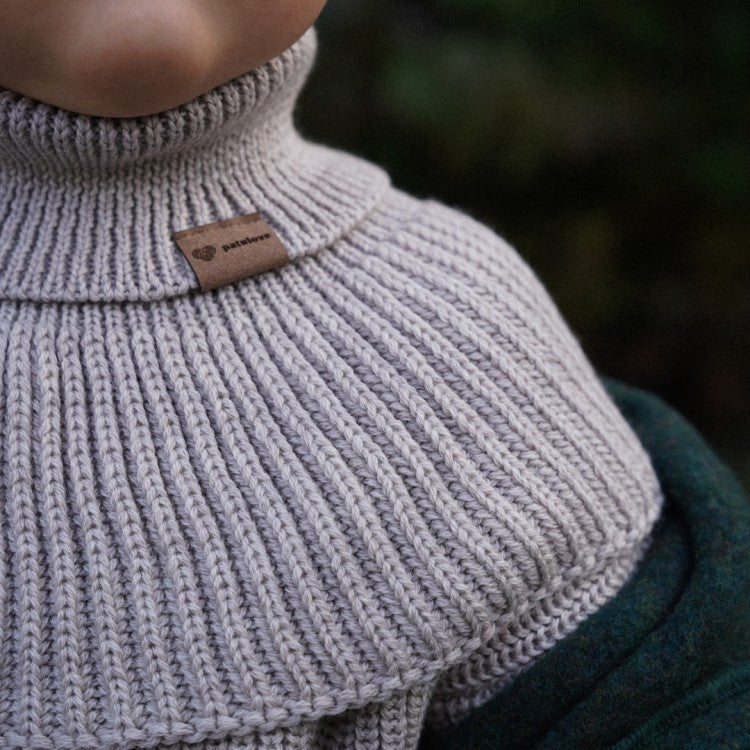 Winter Merino Wool Tube Scarf for Kids - Oat