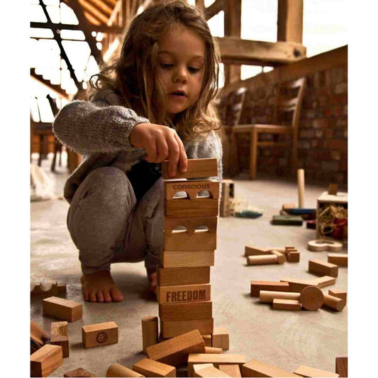 Wooden Blocks in a Bag – Natural, 100 Pieces