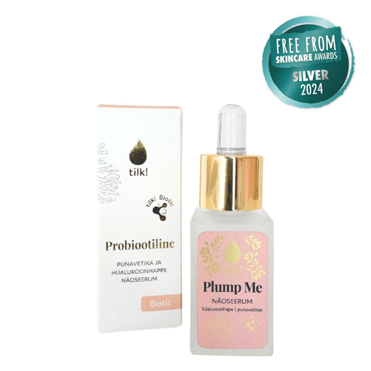 Plump Me Probiotic Moisturising Face Serum with Hyaluronic Acid and Red Algae, 15ml