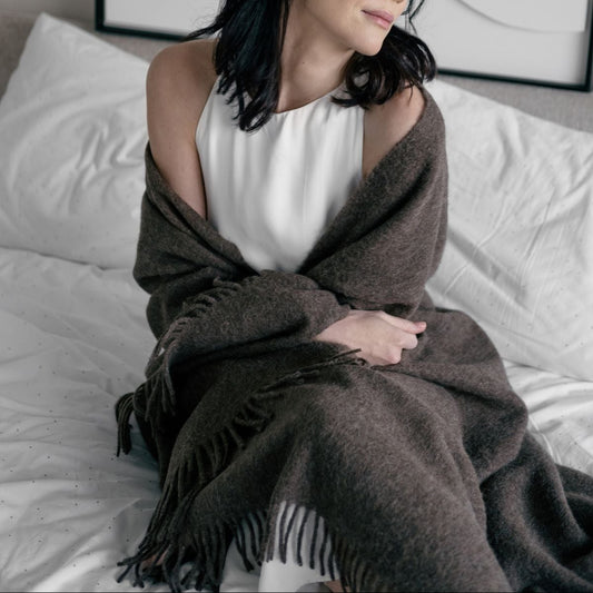 Natural Alpaca Wool Throw - Classic