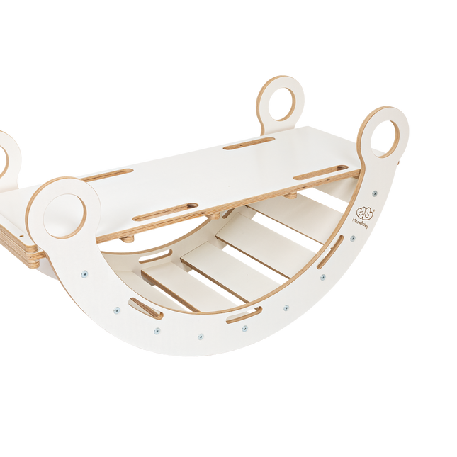 White Wooden Dream Rocker with Pillow and Slide - Small