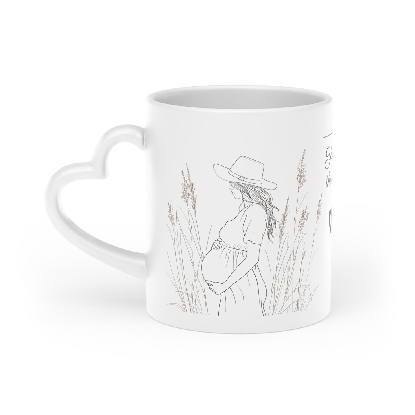 Personalized Expecting-Mom Mug with Custom Message Heart-Shaped Handle, Gift for Pregnant, mother-to-be, Coffee Lover Gift Present