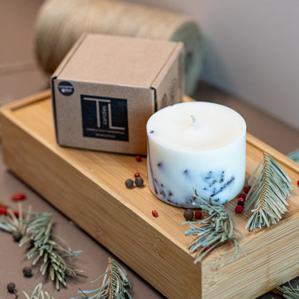 Hand-made Soy Wax Candle with Lavender Scent - Purple