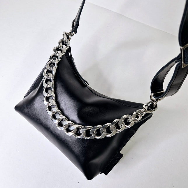 Black Leather Hobo Bag - Small - LoveStyle World