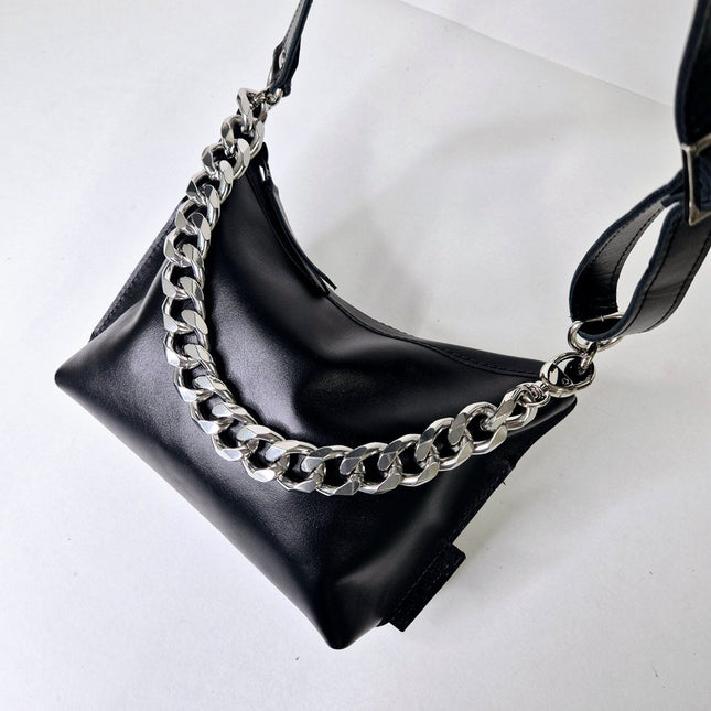Black Leather Hobo Bag - Small - LoveStyle World