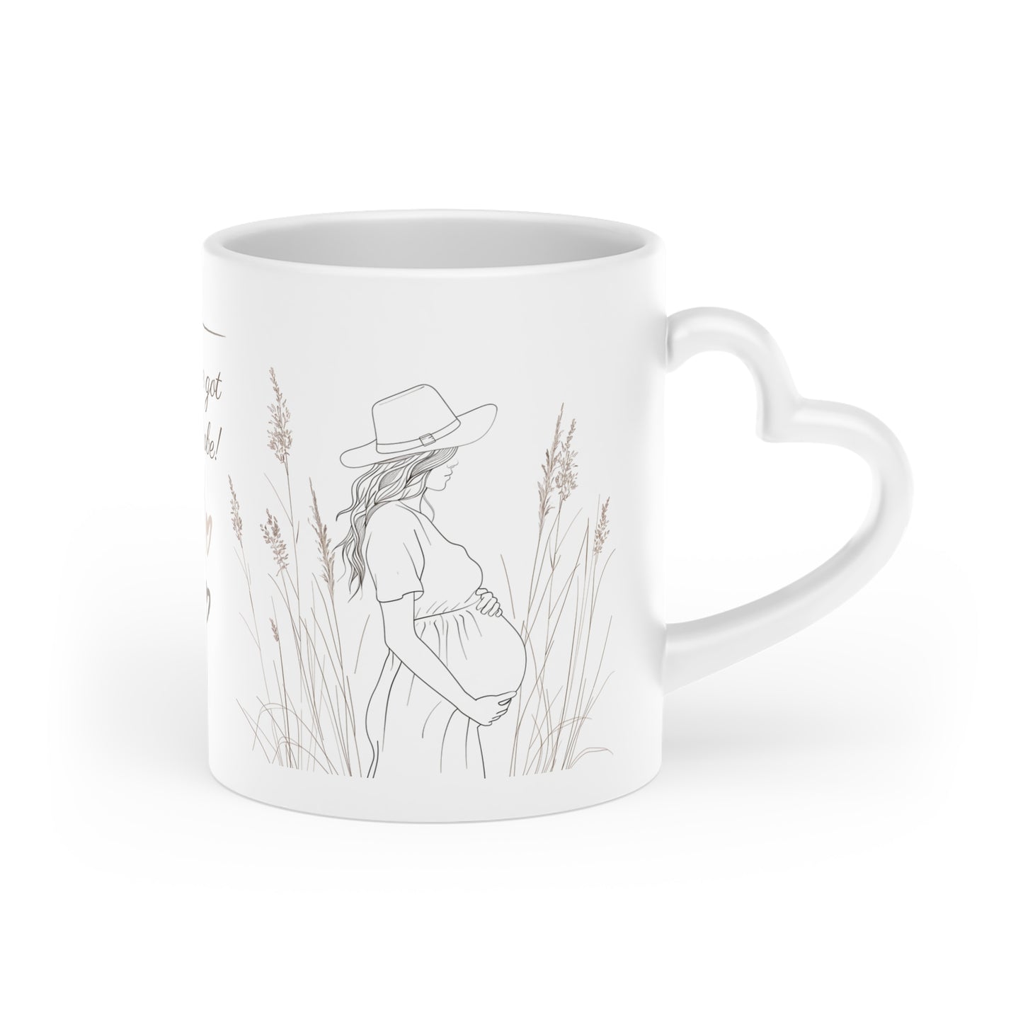 Personalized Expecting-Mom Mug with Custom Message Heart-Shaped Handle, Gift for Pregnant, mother-to-be, Coffee Lover Gift Present