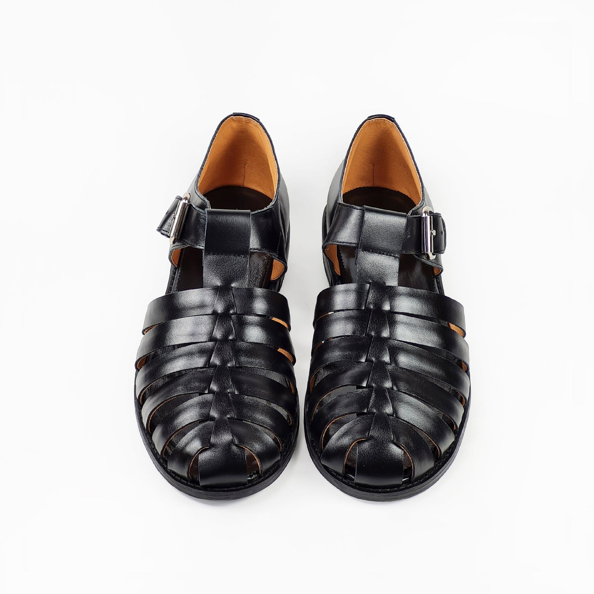 Handmade Leather Fisherman Sandals For Men - Black