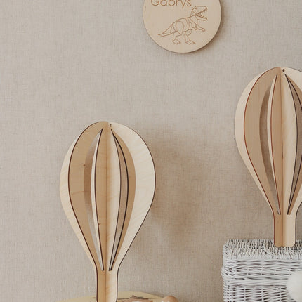 3D Wooden Ceiling Decoration - Set of 3 Hot Air Baloons