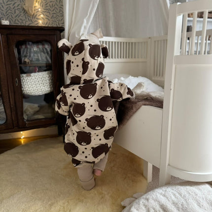 Eared Jumpsuit for Babies and Kids - Beige Bear