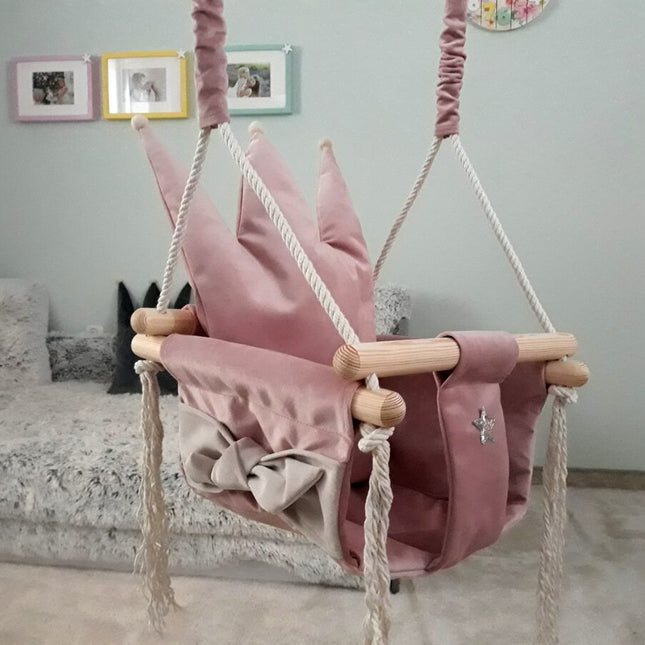 Swing with Crown Shaped Cushion - Dusty Pink