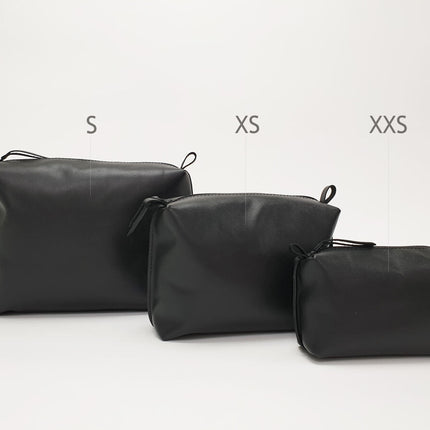Leather Cosmetic Bag, Black - Large