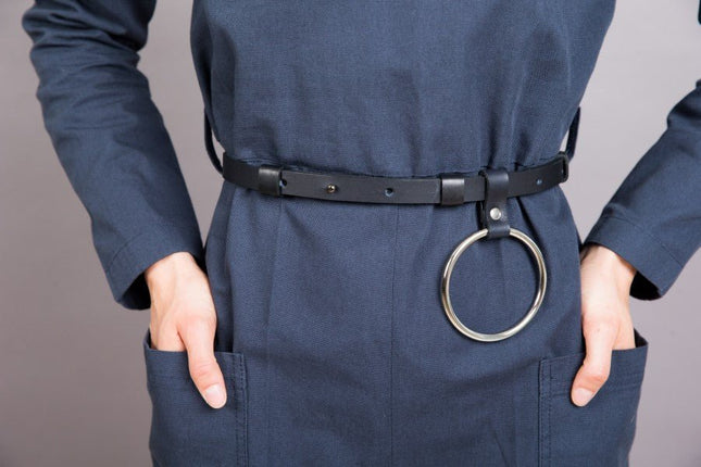 Black Leather Belt with Chain - LoveStyle World