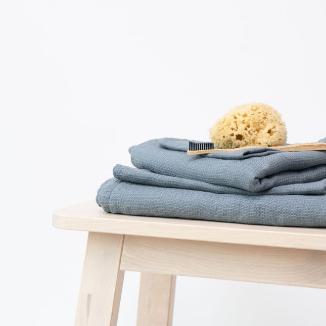 Honeycomb Fine Waffle Towel - Blue Fog - LoveStyle World