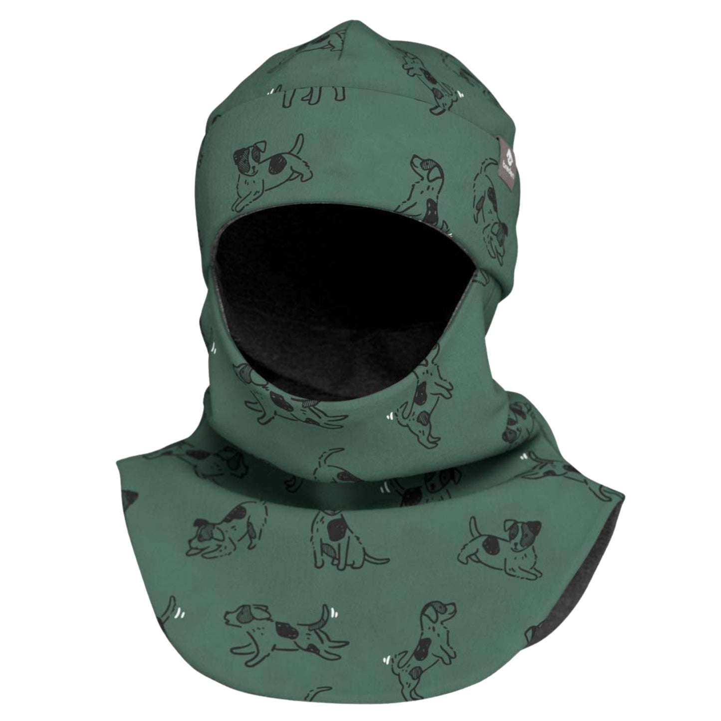 Spring-Fall Kids Balaclava BREDEN - Green Dogs