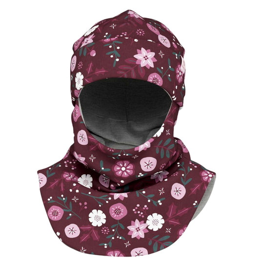 Thermal Merino Balaclava For Kids CLAVAN - Winter Flowers