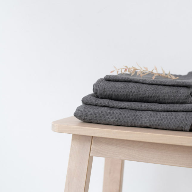 Honeycomb Fine Waffle Towel - Charcoal - LoveStyle World