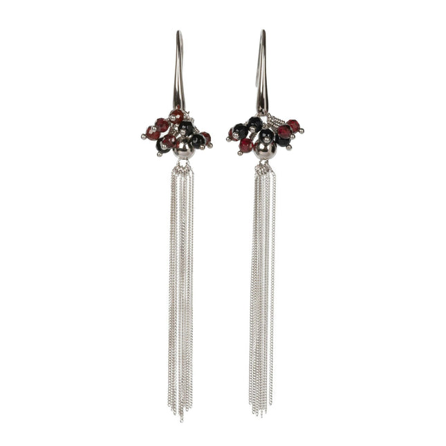 Cherie Black Tassel Earrings - Rose Gold and Silver - LoveStyle World