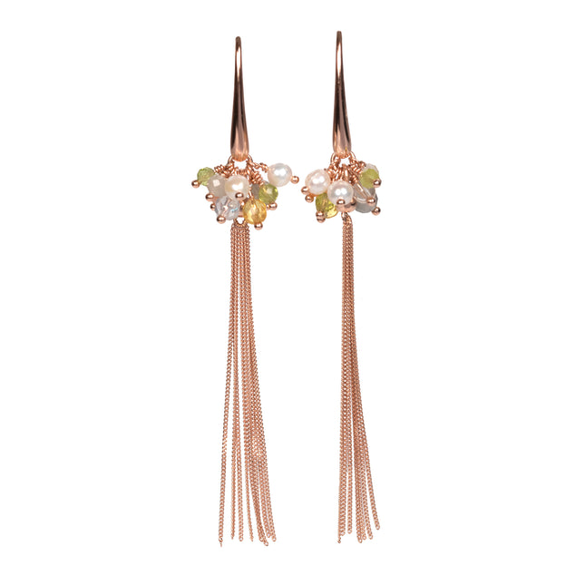 Cherie Color Tassel Earrings - Rose Gold and Silver - LoveStyle World