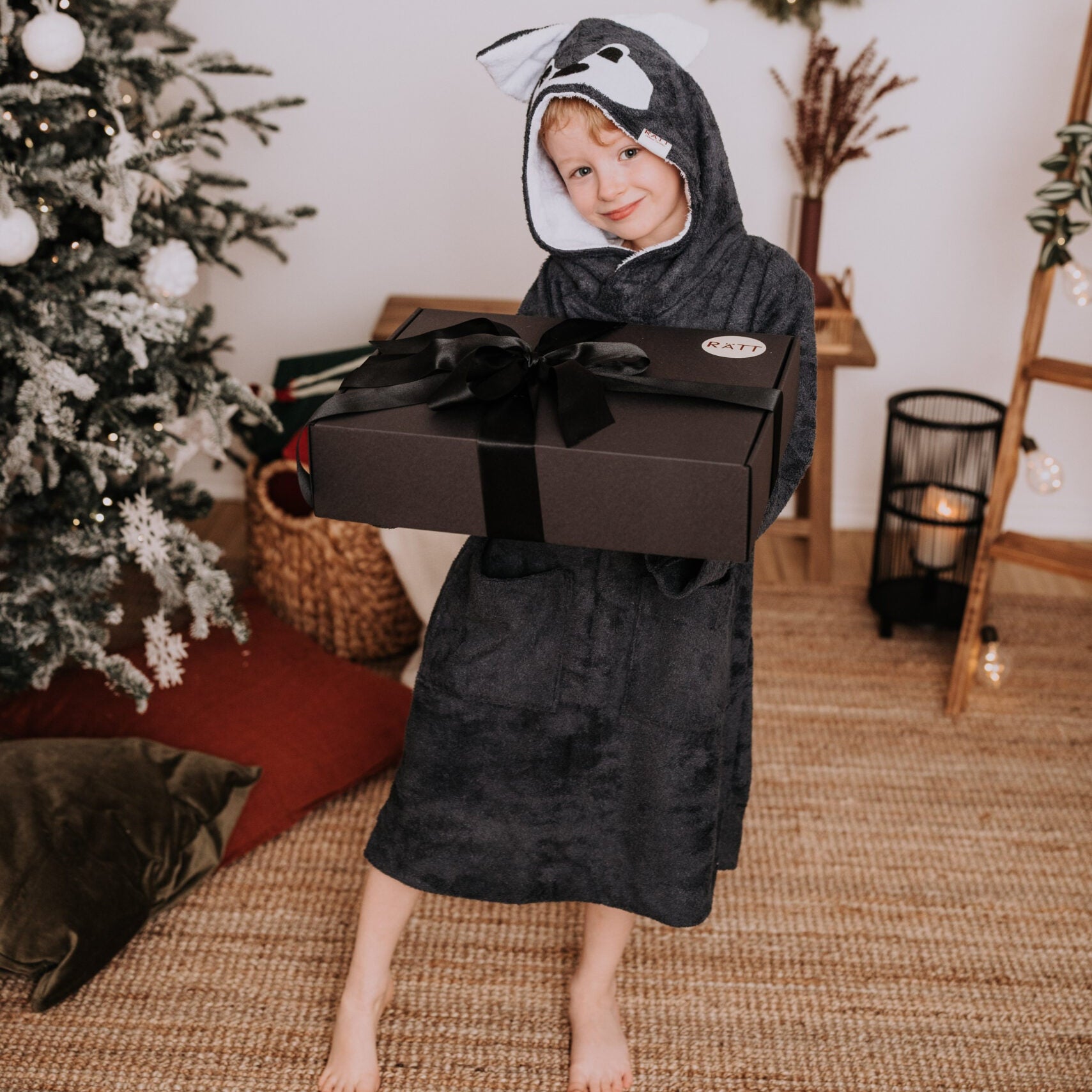 Long-Sleeve Poncho WOLF - For KIDS (Size 122-150)