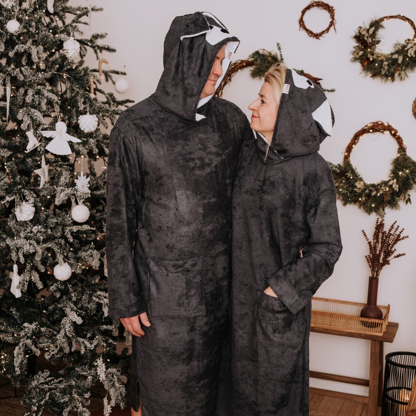 Long-Sleeve Poncho WOLF - Bamboo Terry