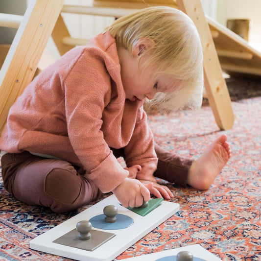 Solid Montessori Wood Shape Puzzle - Triangle, Circle, and Square