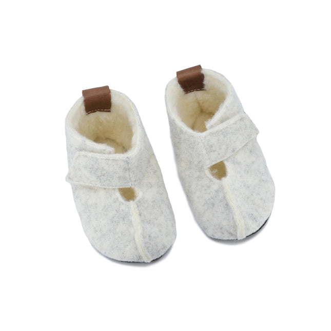 KAKU Kids' Slippers with Sheep's Wool & Felt - White - LoveStyle World
