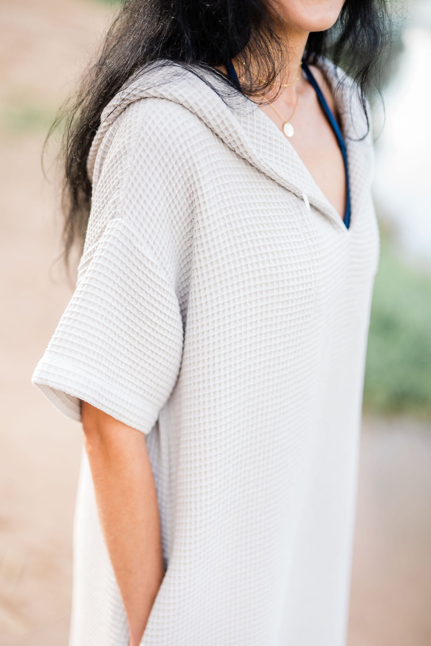 Short-Sleeve Surf Poncho - Cotton Waffle