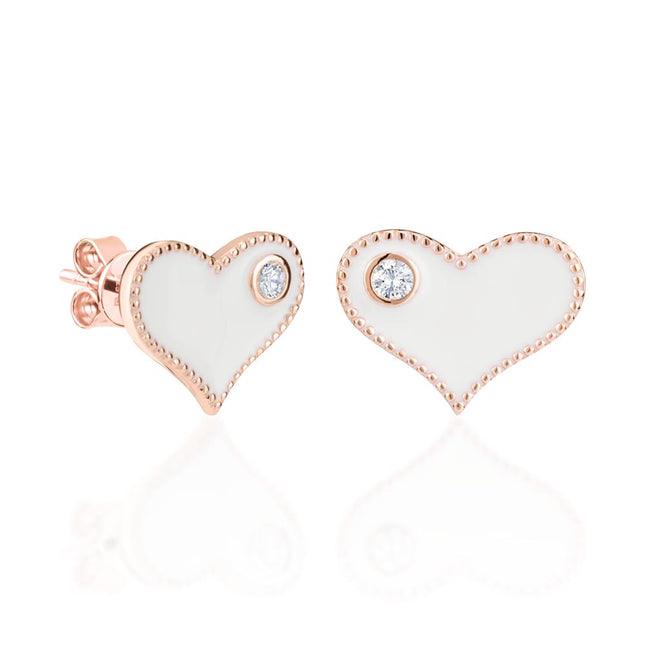 Earrings White Heart - For Kids - LoveStyle World