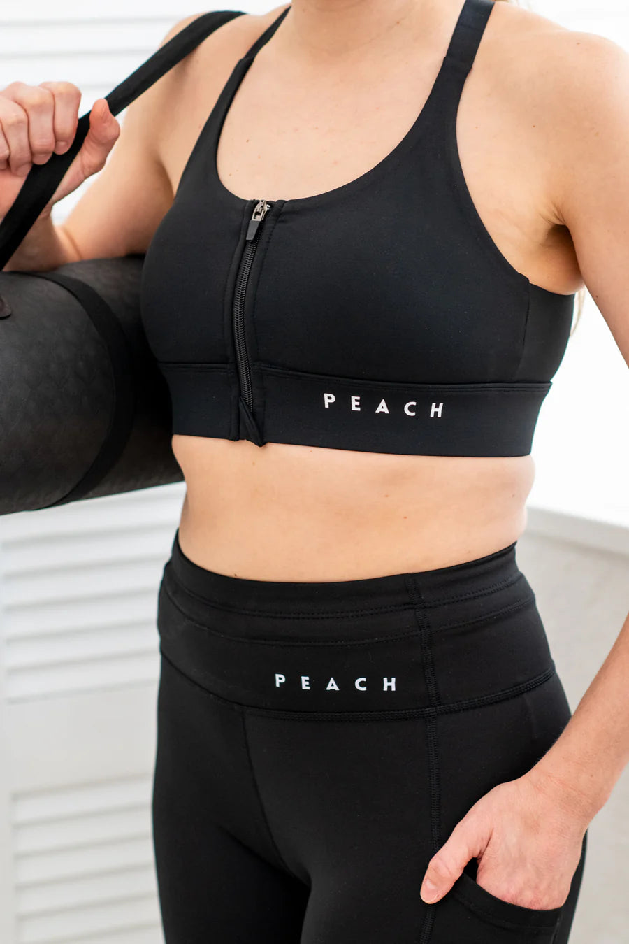 Sports Bra 'Zipper Heaven' Black - By Peachlabel