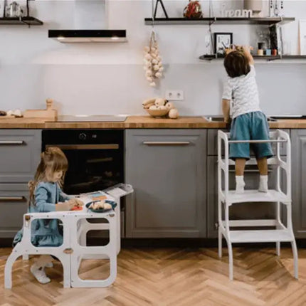 STEP'n'SIT® Convertible 2-in-1 Helper Tower/Table With Support Legs - Grey