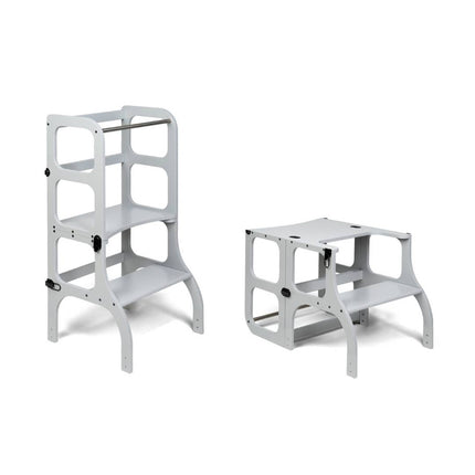 STEP'n'SIT® Convertible 2-in-1 Helper Tower/Table With Support Legs - Grey