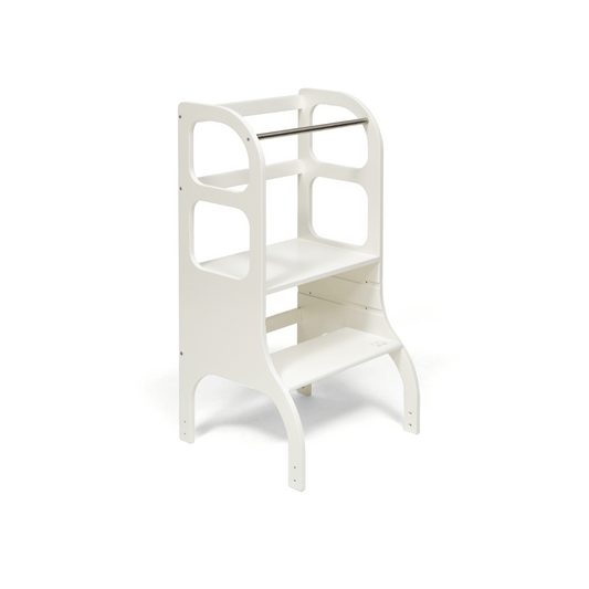 STEP UP Adjustable Height Helper Tower With Support Legs - White