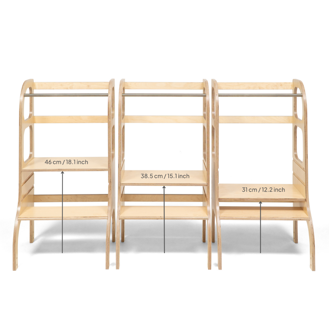 STEP UP Adjustable Height Helper Tower With Support Legs - White