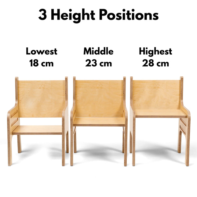 TULLA - Height-adjustable Kids Chair - Natural Wood